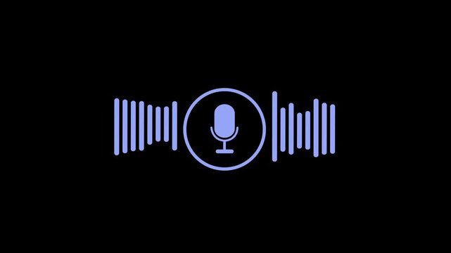 Microphone icon animation on green background. music bar in microphone icon of Motion graphics concept. 4k