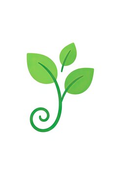 Simple green plant sprout with curled stem and leaves