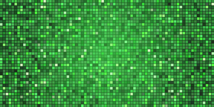Disco party background with green mosaic tiles and light glow