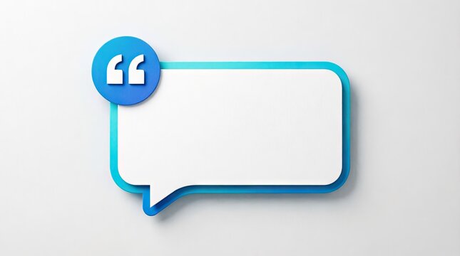 Blue speech bubble icon with quotation marks