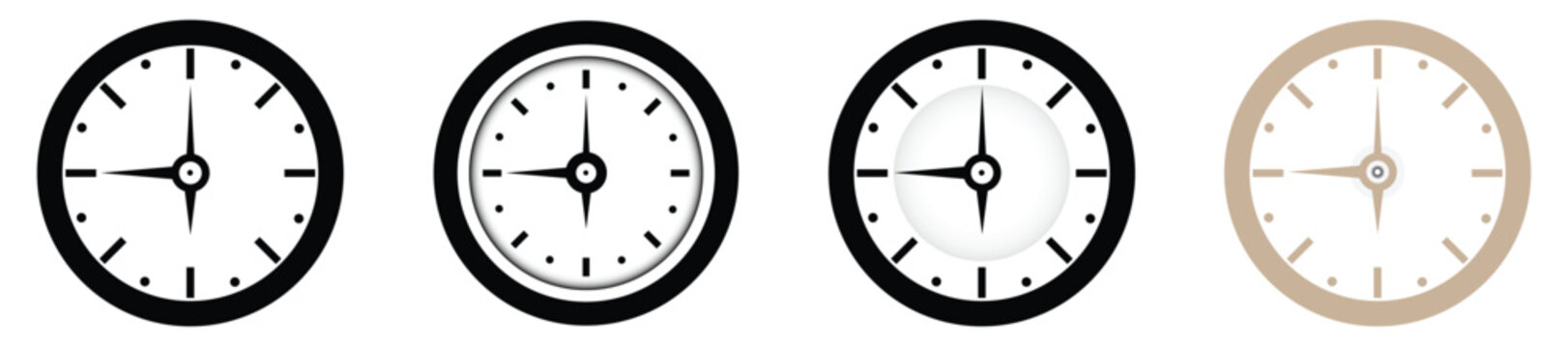 Set of wall clocks Timer, watch, speed, alarm clock. 
Vector Time and Clock icons set. .Circle arrow icon. Vector illustration.