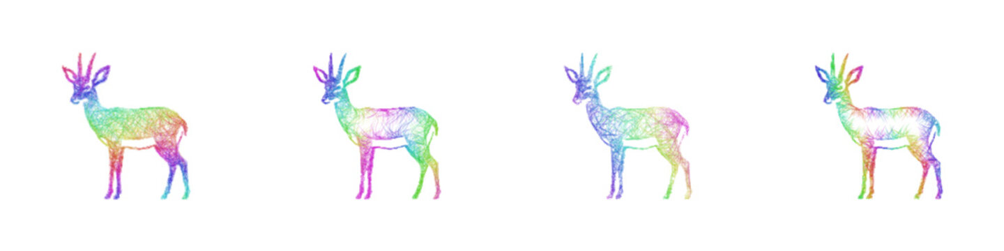 Rainbow sketch steenbok icon design set