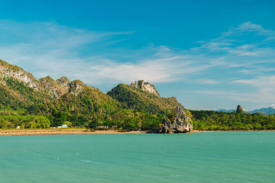 Donsak Coastal Landscape with Limestone Cliffs and Turquoise Sea