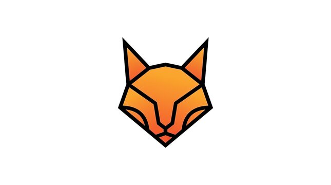 Geometric orange fox head outline logo.