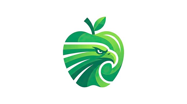 Green apple eagle bird head logo.