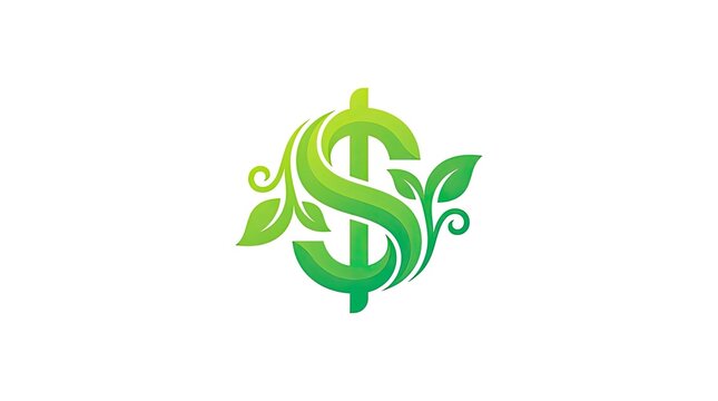 Green dollar sign logo with growing leaves and vines.