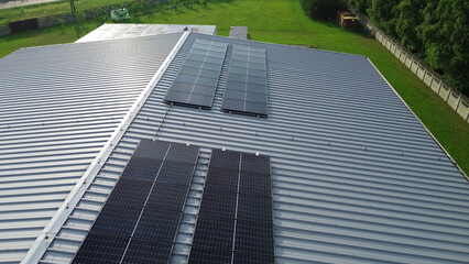 Renewable energy from solar panels on an industrial facility plant © AlexGo
