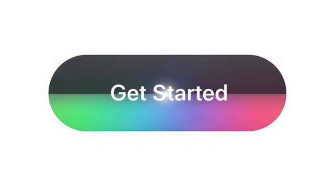 Get started button with colorful gradient rounded shape isolated on transparent background