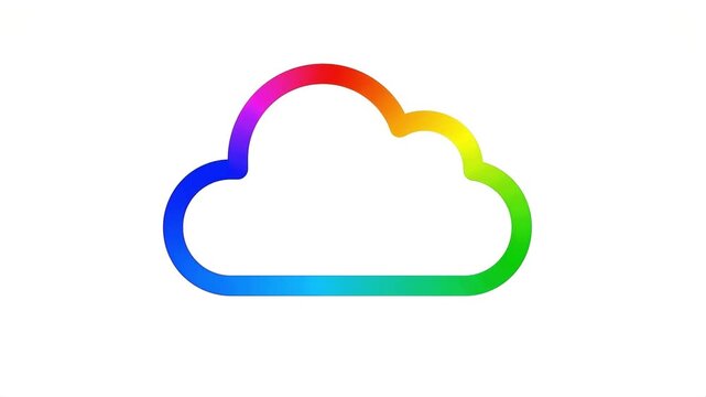 Cloud icon rainbow loading spinner line animation on white background