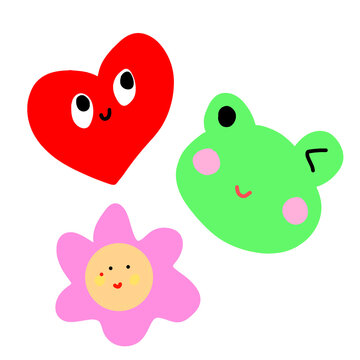 Cute heart shapes frog illustration vector flat design