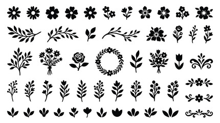 Fototapeta premium Collection of decorative leaf and star patterns