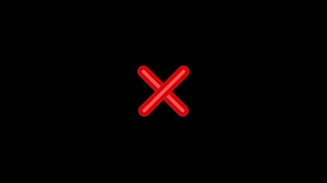 Red cross mark animated wrong symbol error overlay loop