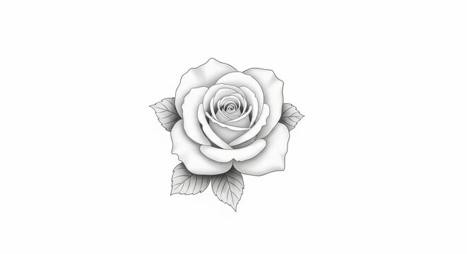 Rose flower line art illustration on white background