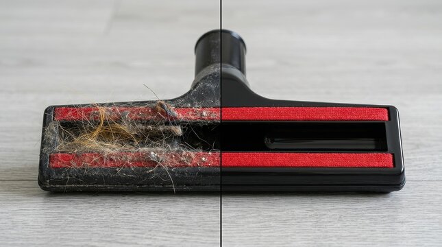 Dirty and Clean Vacuum Nozzle Brush for Efficient Household Cleaning
