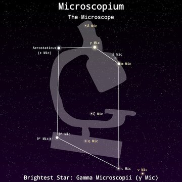 Microscopium Constellation Map with Named Stars &ndash; Constellation Map Illustration