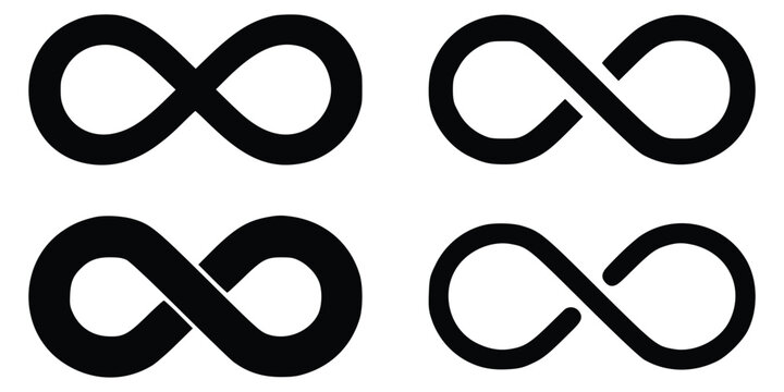 Infinity Icon Set &ndash; Endless Loop, Eternal Cycle, Limitless and Continuity Vector Symbols