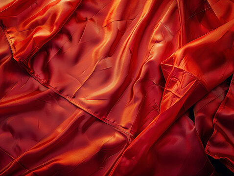 Close-up, Chinese flag in rippling fabric, side-lit, dramatic scene, rich red color, satin finish, twisted and folded abstract shape, deep creases, dynamic folds, glossy appearance, mon - AI-Generated