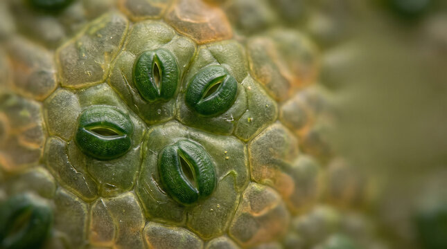 Ultra Realistic Stomata Microstructure Scientific Beauty Microscopy Leaf Surface Plant Biology Background