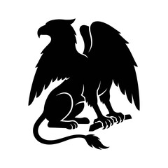 Fototapeta premium Silhouette of a Mythical Griffin Creature with Wings and Claw.