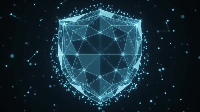 Abstract Blue Background with 3D Diamond Shapes, Shiny Crystal Gemstones, Geometric Pattern, Futuristic Technology Network, Glass Sphere and Modern Vector Design