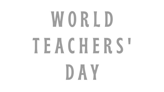 World Teachers' Day text animation video on a white background