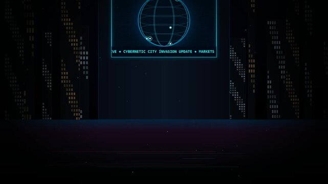 Digital globe interface with glowing data network lines on a dark futuristic background.