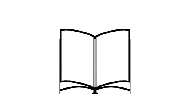 Opening book outline animation video on a white background