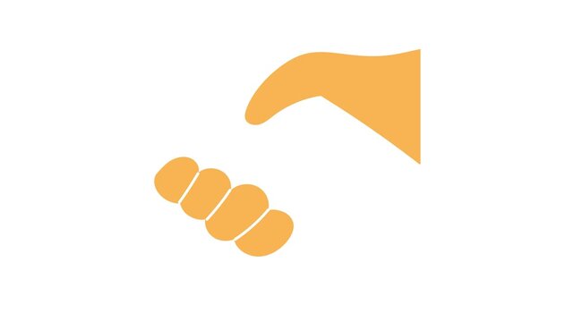 Partnership symbolizing handshake icon animation video on a white background