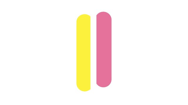 Pink and yellow oblong shape animation video on a white background