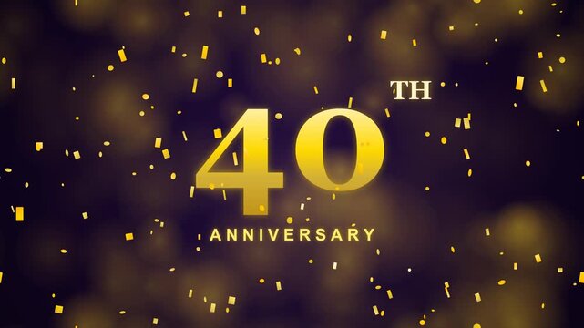 Happy 40th Anniversary Celebration with Glowing Stars in Winter Night Sky, Christmas Holiday Greeting Card and Festive Light Decoration Vector Illustration