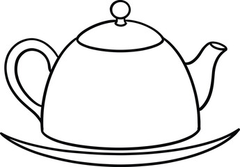 Fototapeta premium Elegant Traditional Teapot Outline Icon Featuring Classic Handle, Spout and Lid for Tea, Kitchen, Beverage and Hospitality Vector Designs