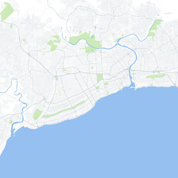 Minimal vector city map of Santo Domingo with streets, districts and road network