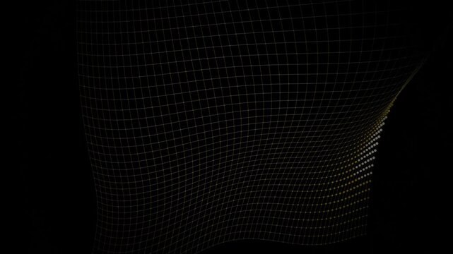 Abstract digital background with glowing white dots forming a curved wave pattern.