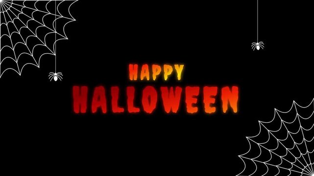 Happy Halloween Animated Glowing Title Screen with Spider Webs Background Motion Graphics