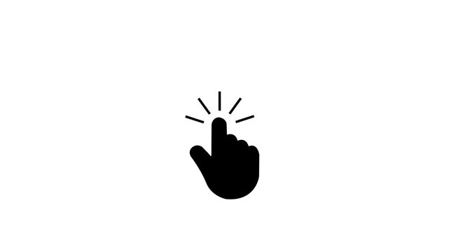 Minimalist hand cursor clicking animation with pulsing effect for user interface pointer