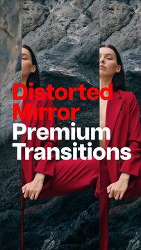 Premium Transitions Distorted Mirror 16 Variations VERTICAL &ndash; Mirror Distortion Transitions, Reflection Warp, Glass Blur and Optical Wipe Effects for Professional Video Editing