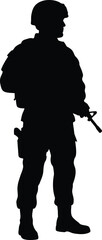 Naklejka premium Soldier silhouette vector. Serviceman vector icon
