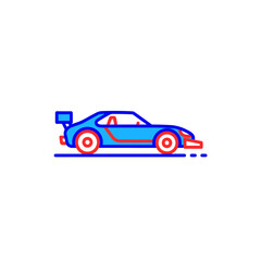 Fototapeta premium Blue sports car vector illustration driving on road