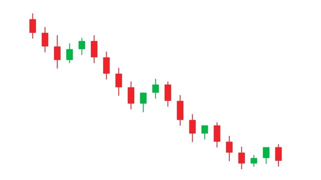 Bearish candlestick chart showing downward trend in stock market trading vector illustration