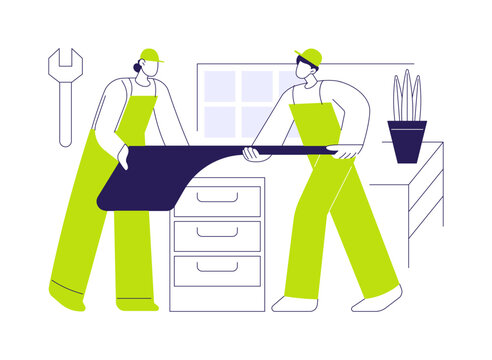 Furniture installation abstract concept vector illustration.