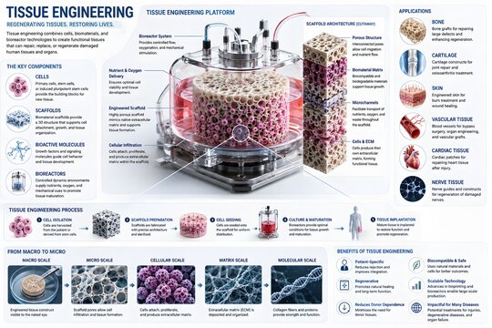 Advanced Tissue Engineering Scaffold with Cellular Microstructure and Biofabrication System