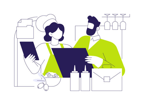 Select a food franchise abstract concept vector illustration.
