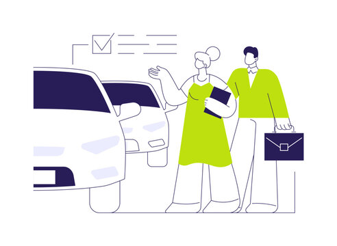 Choosing a car abstract concept vector illustration.