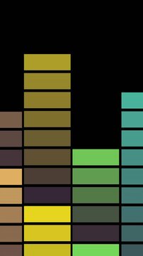Animation of colourful columns on black background