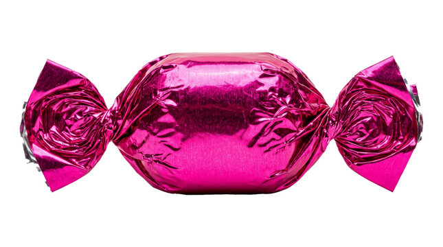 Pink Foil Wrapped Candy Sweet Confection Bonbon.