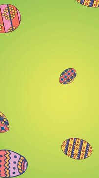 Animation of easter eggs falling on green background