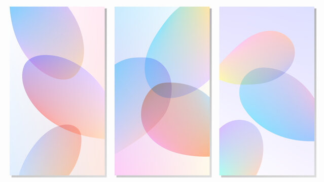 Set Abstract Background With Hand Drawn Organic Shapes Smooth and Modern Minimal Style Orange Blue Purple Pink Gradient Color Design Vector. Ideal for Social Media Posts, Website Banners, Presentation