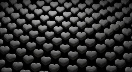 Fototapeta premium Elegant Monochrome Heart Pattern Background Featuring a Symmetrical Grid of Three Dimensional Shapes for Romantic and Creative Design Projects