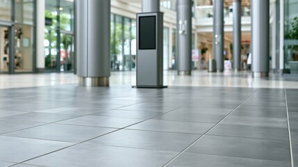 Obraz premium Empty modern building hallway with shiny tiled floor