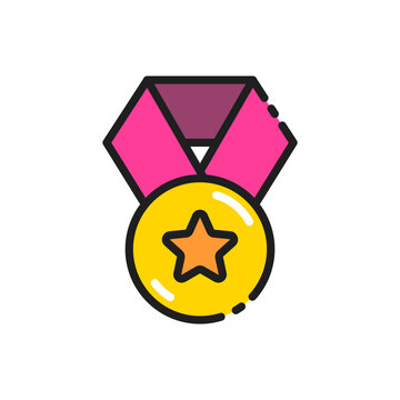 Gold medal award line icon